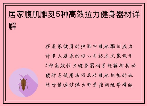 居家腹肌雕刻5种高效拉力健身器材详解